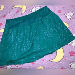 Crowned Athletics green mermaid skort, plus size friendly